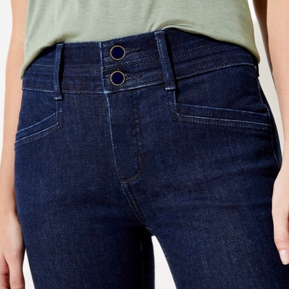 LOFT Ankle Zip Skinny Jeans Women’s Size 28 Mid Rise Dark Wash Gold Hardware - Picture 2 of 12